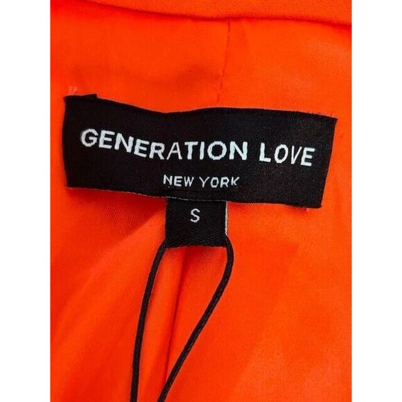 Generation Love Hudson Crepe Blazer Jacket Padded Shoulder Pockets Papaya S NEW - Picture 7 of 10
